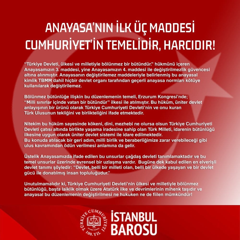 Anayasa'nın ilk 3 maddesi Cumhuriyet'in Temelidir, Harcıdır.