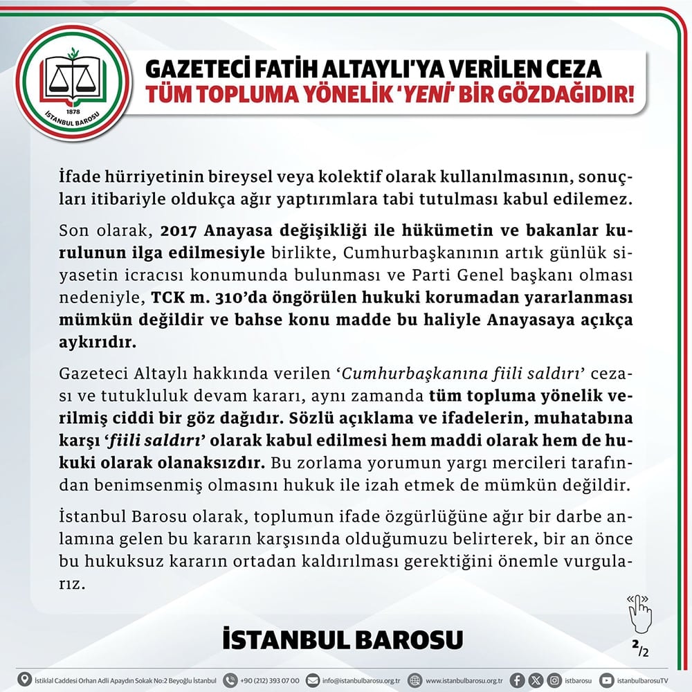 Gazeteci Fatih Altaylı'ya Verilen Ceza Tüm Topluma Yönelik 'Yeni' Bir Gözdağıdır! - 2
