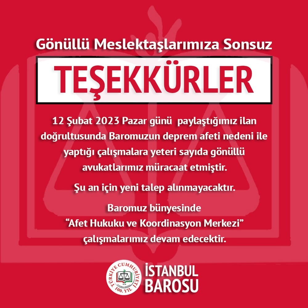 Gönüllü Meslektaşlarımıza Sonsuz Teşekkürler