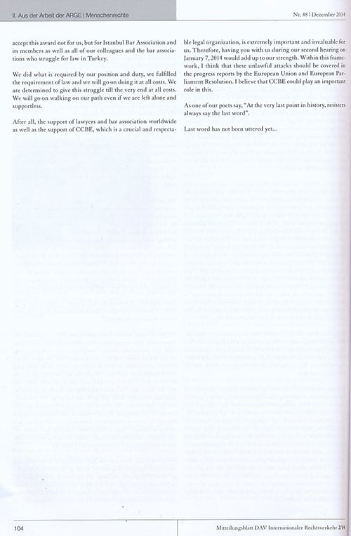 İstanbul Barosu Başkanı Kocasakal Alman Avukatlar Derneği (Dav) Dergisinde

 - 3