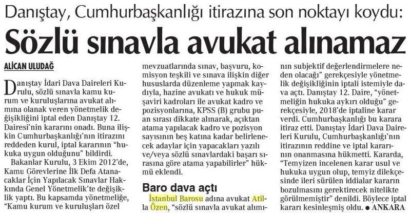 Kamuya Avukat Alımında Kpss Dışında İkinci Bir Sınav Yapılamaz - 1