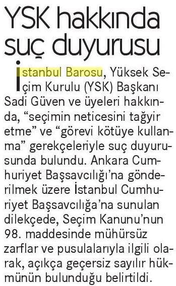 Yüksek Seçim Kurulu Başkan ve Üyeleri Hakkında Suç Duyurusunda Bulunuldu - 1
