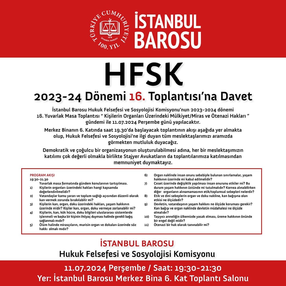 HFSK 2023-2024 Dönemi 16. Toplantısına Davet