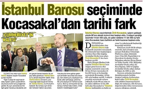 Ümit Kocasakal İstanbul Barosu Başkanlığına Yeniden Seçildi 

 - 416