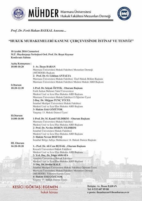 Prof.Dr.Ferit Hakan Baykal Anısına... HMK Çerçevesinde İstinaf ve Temyiz
