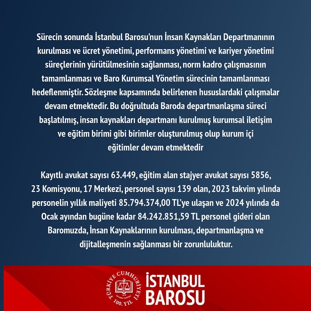 İstanbul Barosu'nun Yönetim Organizasyon Konusunda Aldığı Hizmet Hakkında Bilgilendirmedir - 3