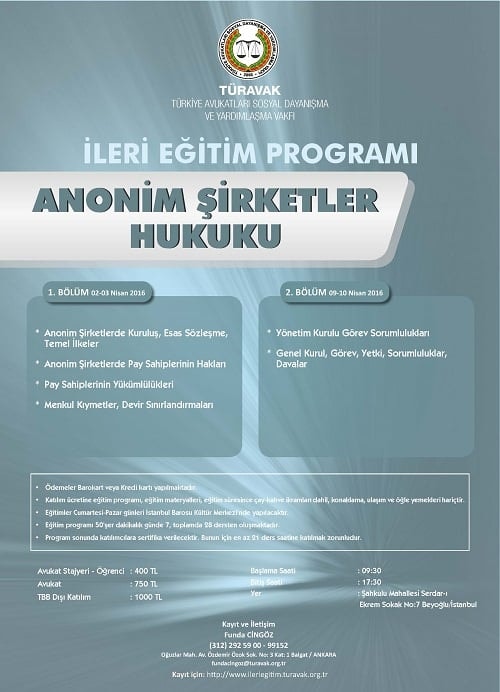 Anonim Şirketler Hukuku İleri Eğitim Programı