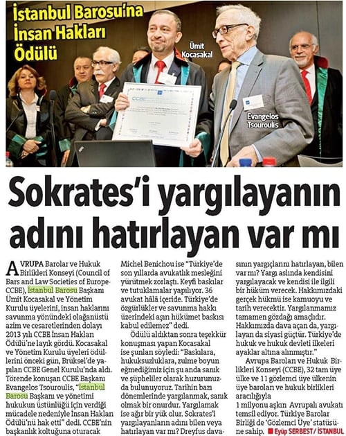 Avrupa Barolar Konseyi'nden İstanbul Barosu'na İnsan Hakları Ödülü
 - 36