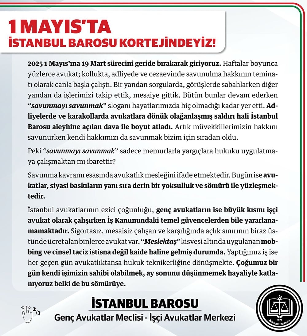 1 Mayıs'ta İstanbul Barosu Kortejindeyiz! - 1