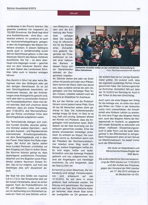 Berlin Barosu Bülteninde “Türkiye’De Avukatlık”

 - 5