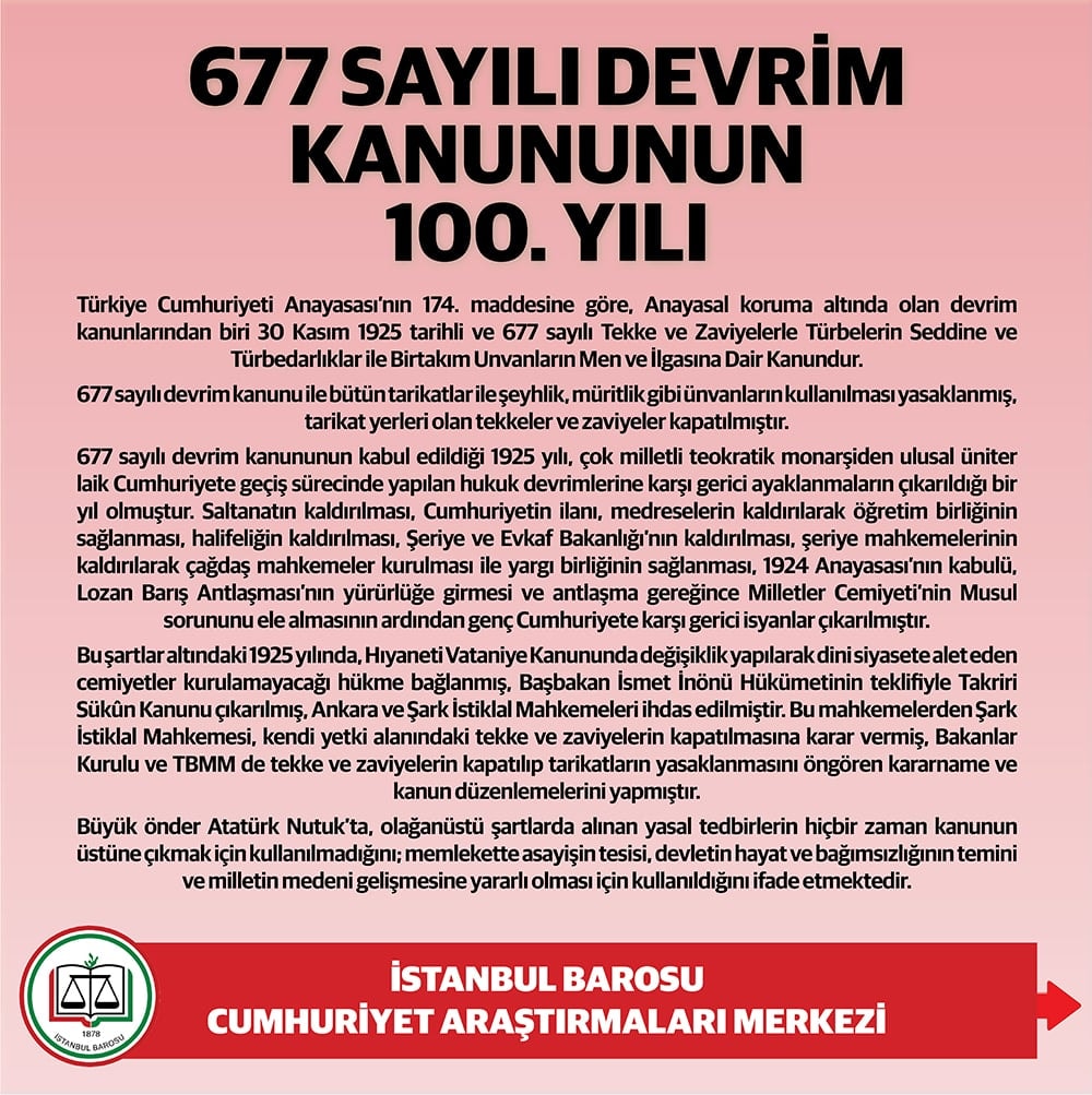 677 Sayılı Devrim Kanununun 100. Yılı