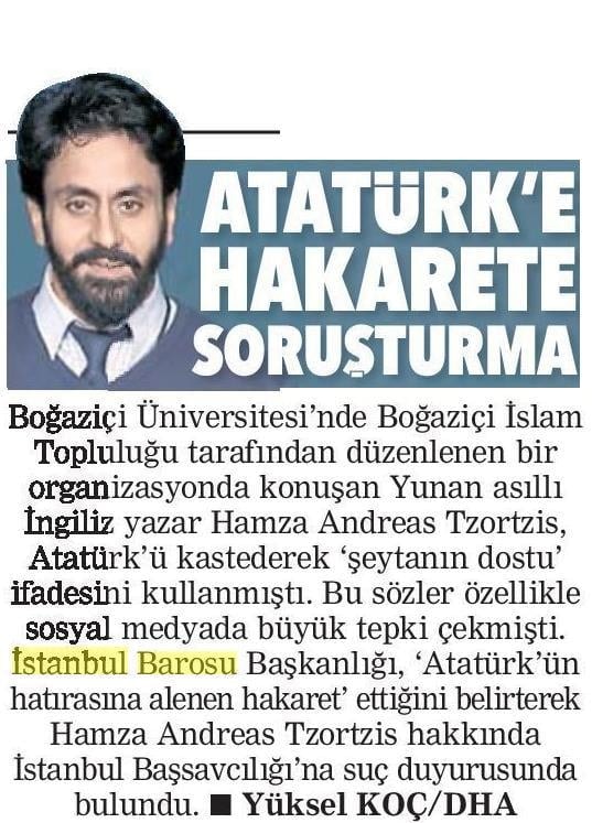 Atatürk'ün Hatırasına Hakaret Eden Hamza Andreas Tzortzis Hakkında Suç Duyurusu - 5