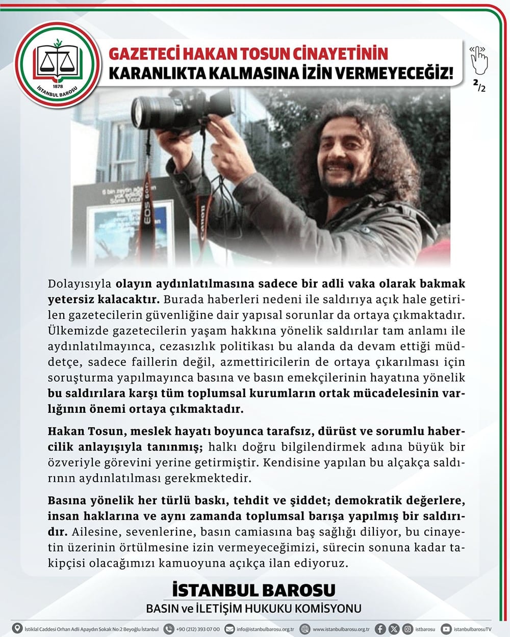 Gazeteci Hakan Tosun Cinayetinin Karanlıkta Kalmasına İzin Vermeyeceğiz - 2