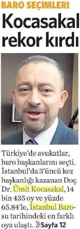 Ümit Kocasakal İstanbul Barosu Başkanlığına Yeniden Seçildi 

 - 432