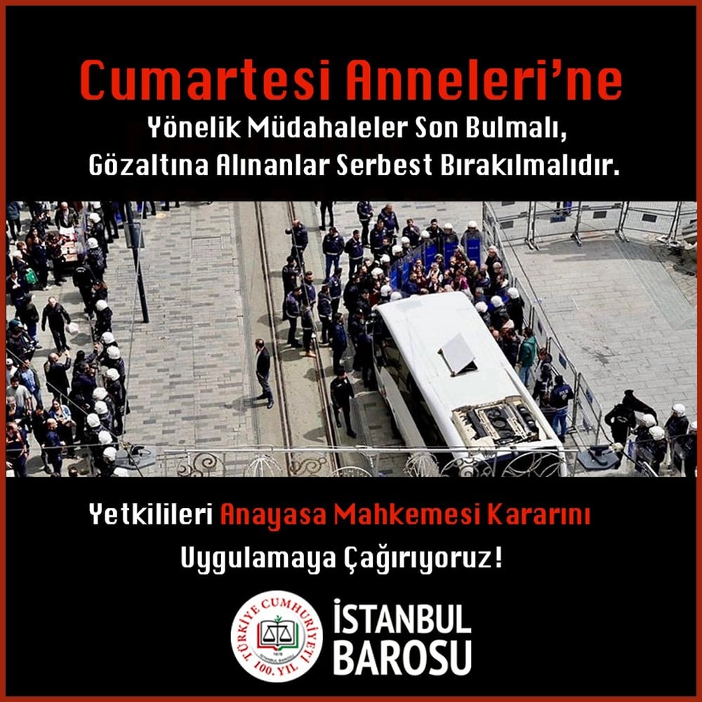 Cumartesi Anneleri’ne Yönelik Müdahaleler Son Bulmalı, Gözaltına Alınanlar Serbest Bırakılmalıdır