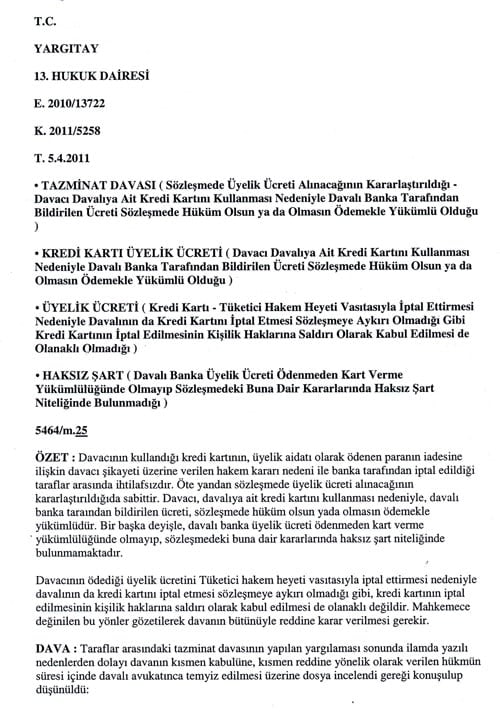 Kredi Kartı Aidatlarında Tüketici Aleyhine İçtihat Değişikliği  - 3