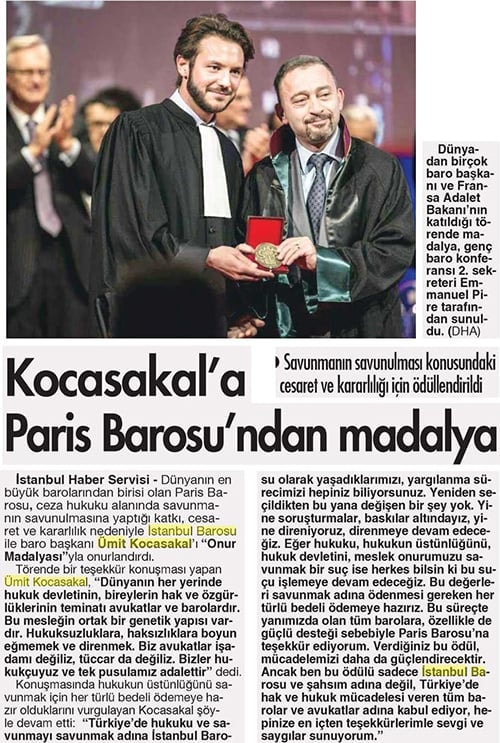 İstanbul Barosu’Na Ve Başkanı Ümit Kocasakal’A Paris Barosu'ndan Madalya 

 - 5