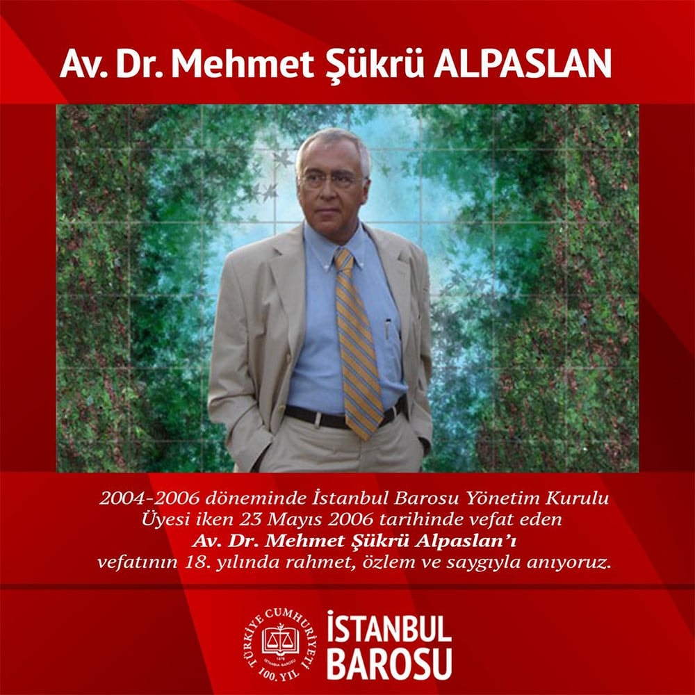Av. Dr. Mehmet Şükrü Alpaslan Rahmet, Özlem ve Saygıyla Anıyoruz