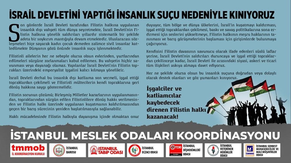 İsrail Devletini Yaptığı İnsanlık Suçu Nedeniyle Kınıyoruz