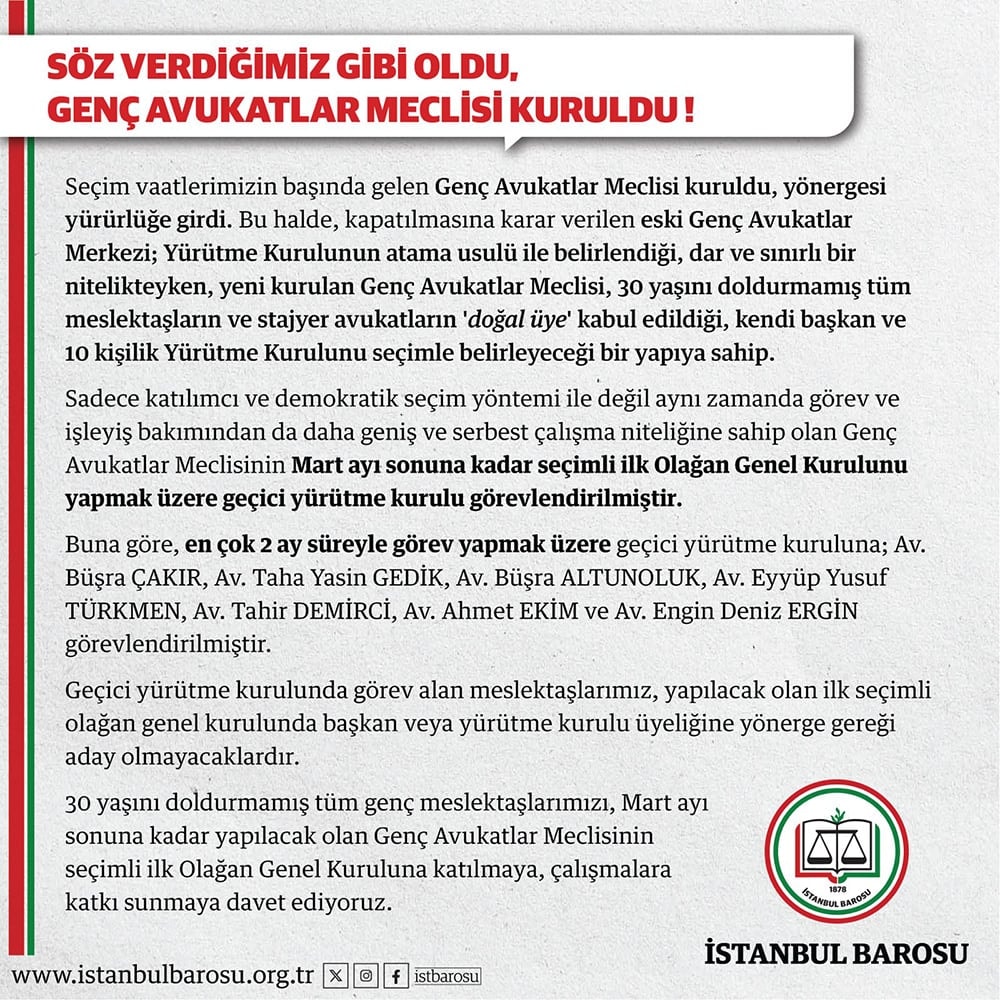 Söz Verdiğimiz Gibi Oldu, Genç Avukatlar Meclisi Kuruldu!