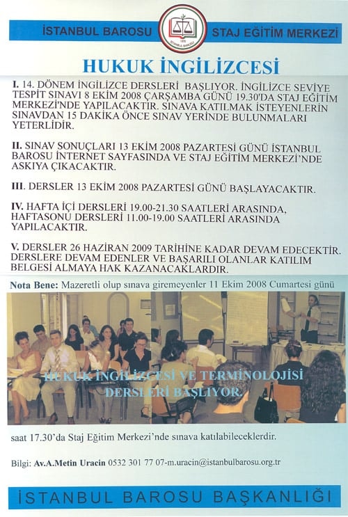 Hukuk İngilizcesi Ve Terminolojisi Dersleri Başlıyor