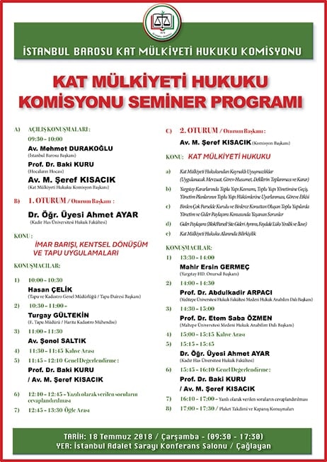 Kat Mülkiyeti Hukuku Komisyonu Seminer Programı