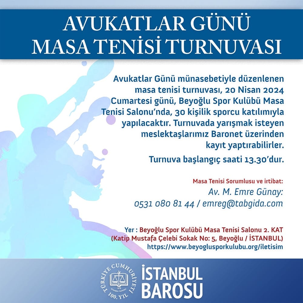 Avukatlar Günü Masa Tenisi Turnuvası