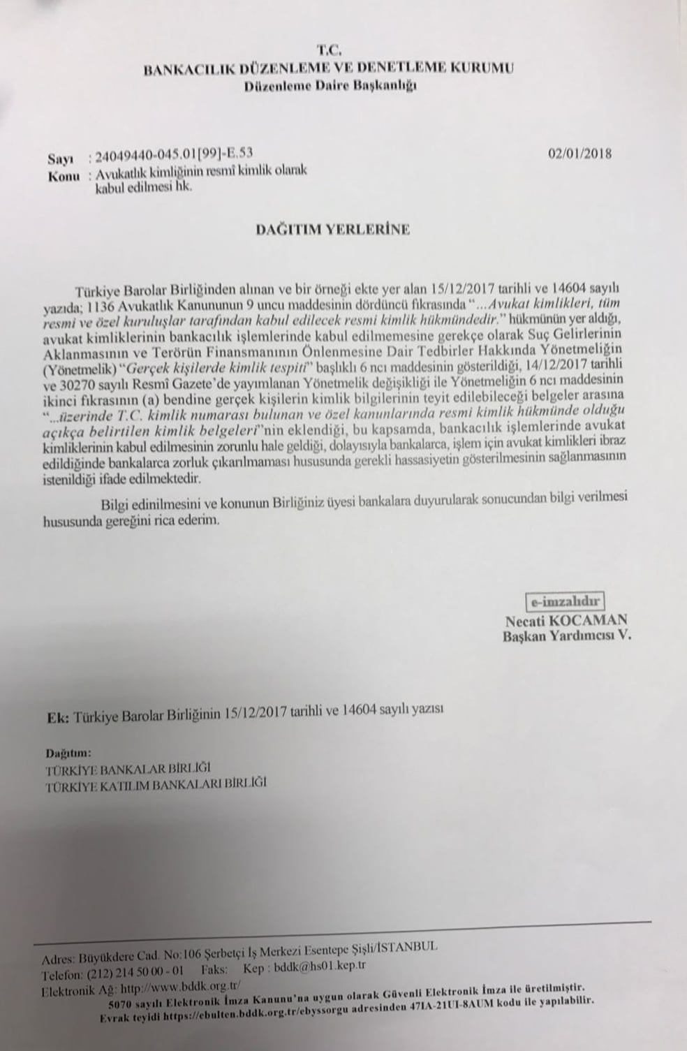 Avukat Kimlikleri'nin Bankalarca Kabulü Sağlandı - 1