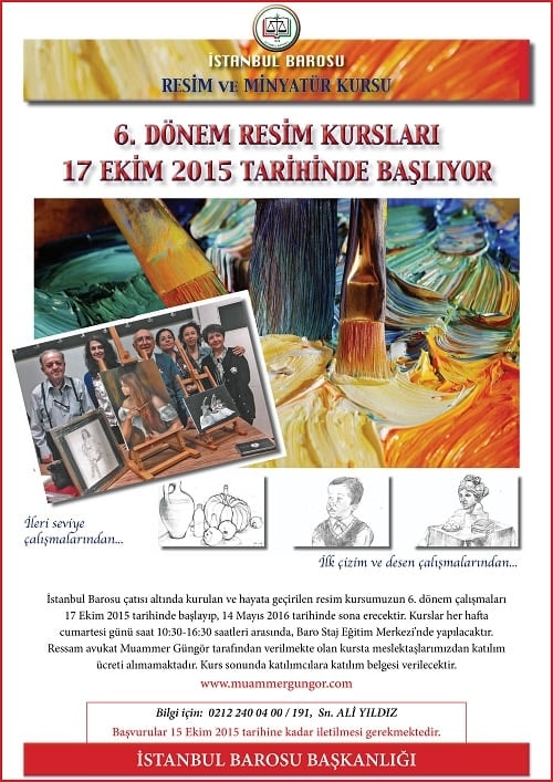 6.Dönem Resim Kursları 17 Ekim 2015 Tarihinde Başlıyor