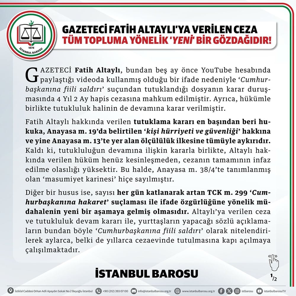 Gazeteci Fatih Altaylı'ya Verilen Ceza Tüm Topluma Yönelik 'Yeni' Bir Gözdağıdır! - 1