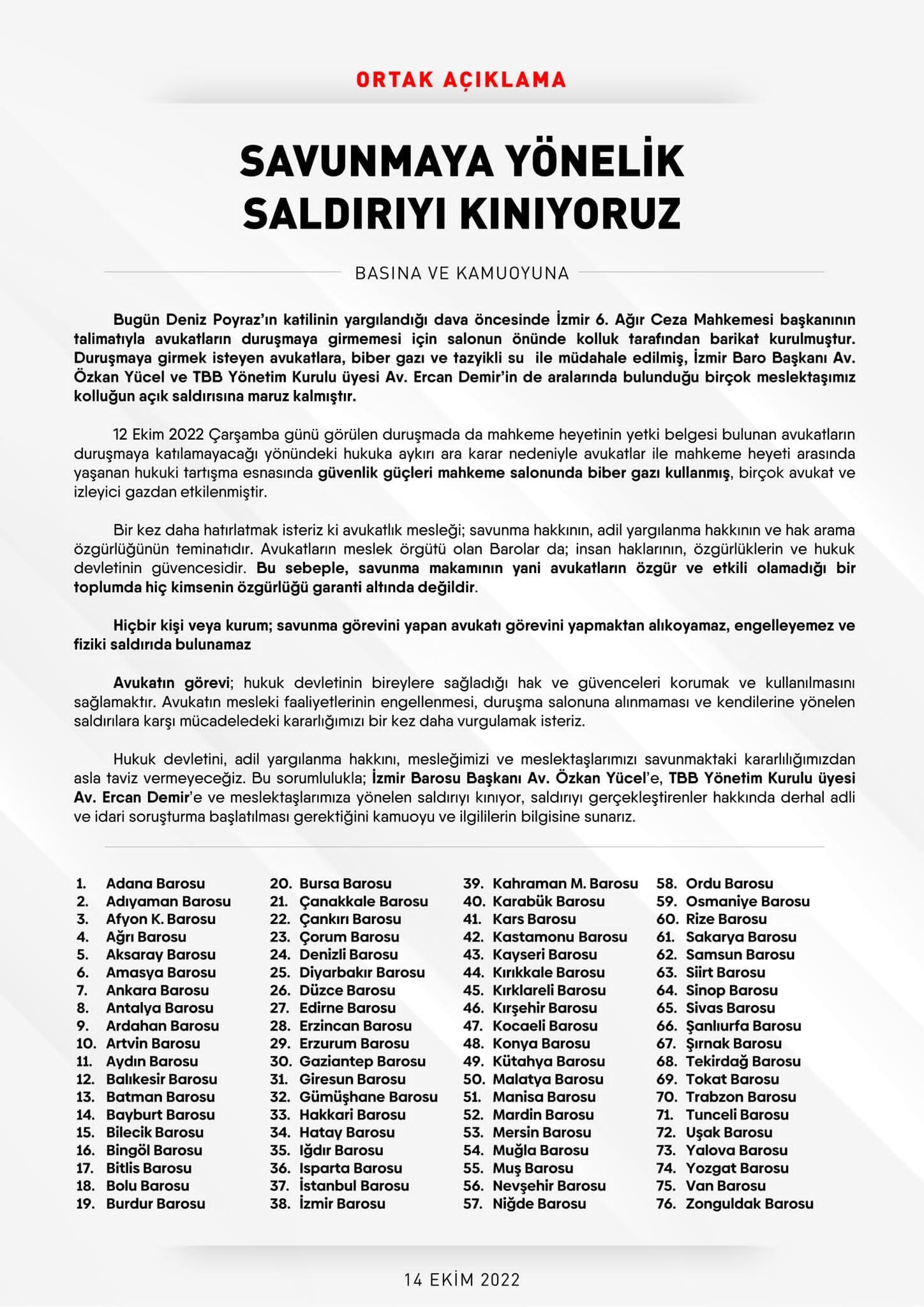 Savunmaya Yönelik Saldırıyı Kınıyoruz - 1