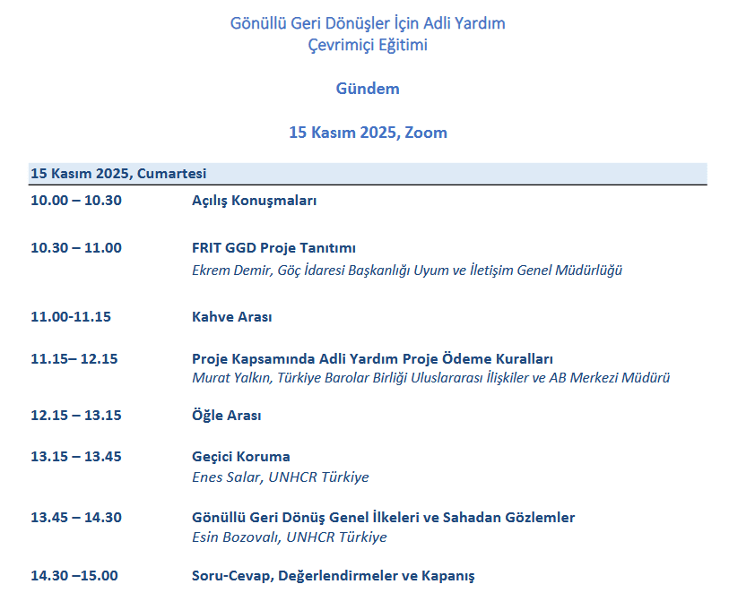 Gönüllü Geri Dönüşler İçin Adli Yardım Çevrimiçi Eğitimi