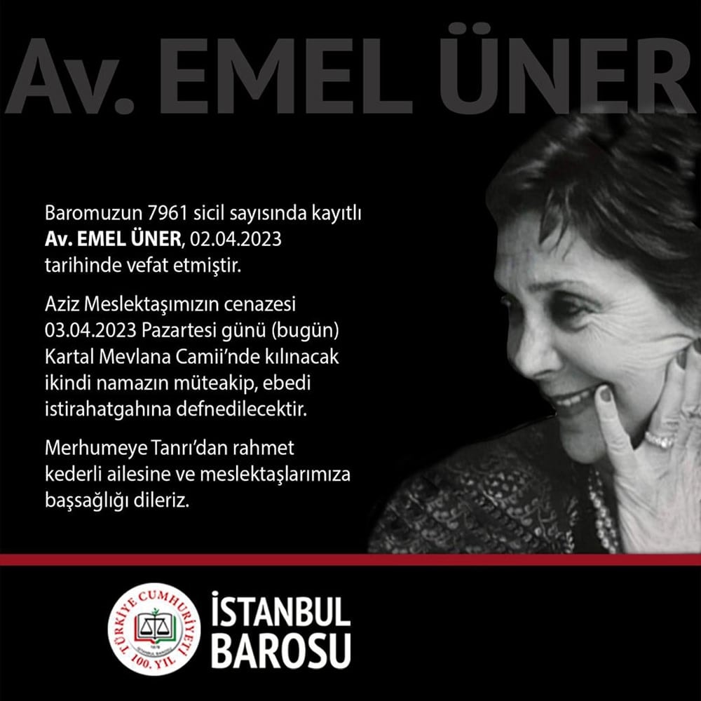 Avukat Emel Üner (7961) Vefat Etti