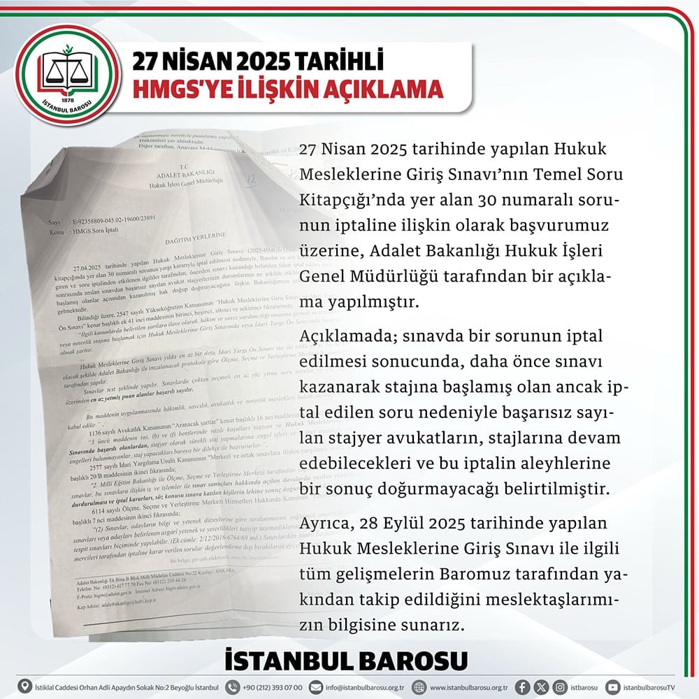 27 Nisan 2025 Tarihli HMGS''ye İlişkin Açıklama