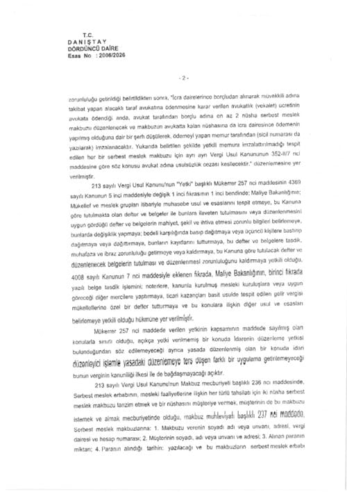Karşı Taraf Avukatlık Ücretinin Belgelendirilmesiyle İlgili Danıştay'dan Yürütmeyi Durdurma Kararı - 3
