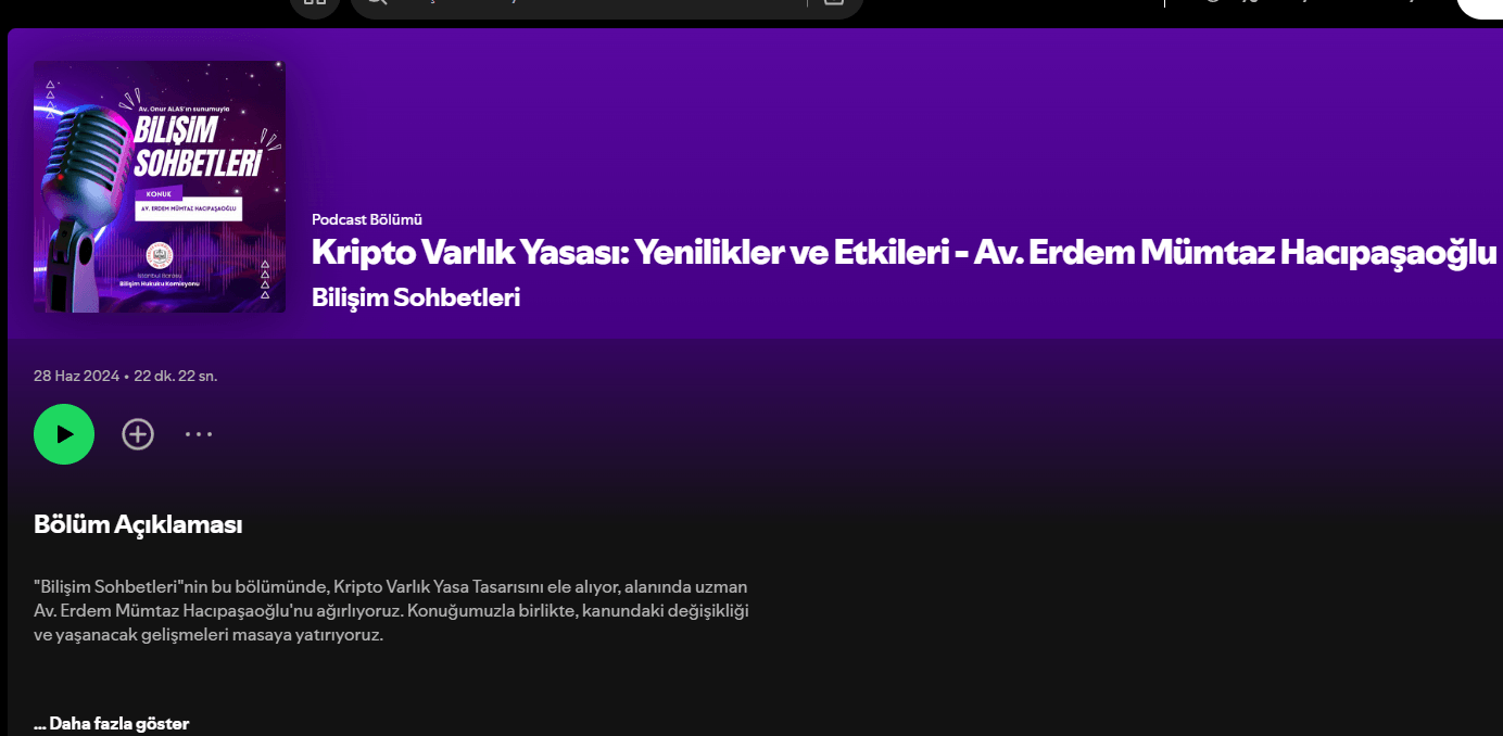Bilişim Sohbetleri Bölüm #3 Av. Erdem Mümtaz Hacıpaşaoğlu ile Kripto Varlık Yasa Tasarısı