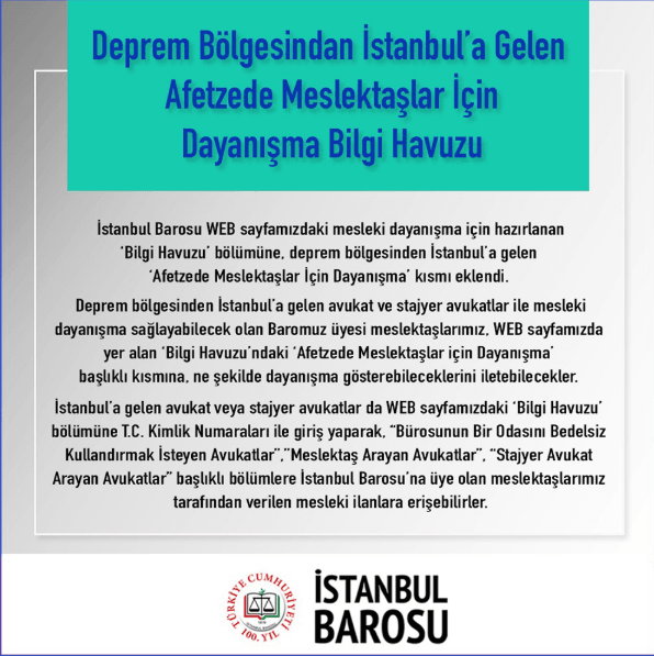 Deprem Bölgesinden İstanbul’a Gelen ‘Afetzede Meslektaşlar için Dayanışma’ Bilgi Havuzu