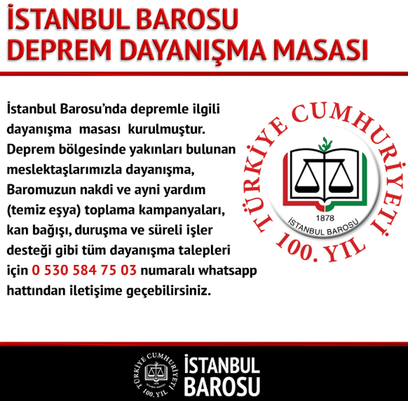 İstanbul Barosu Deprem Dayanışma Masası