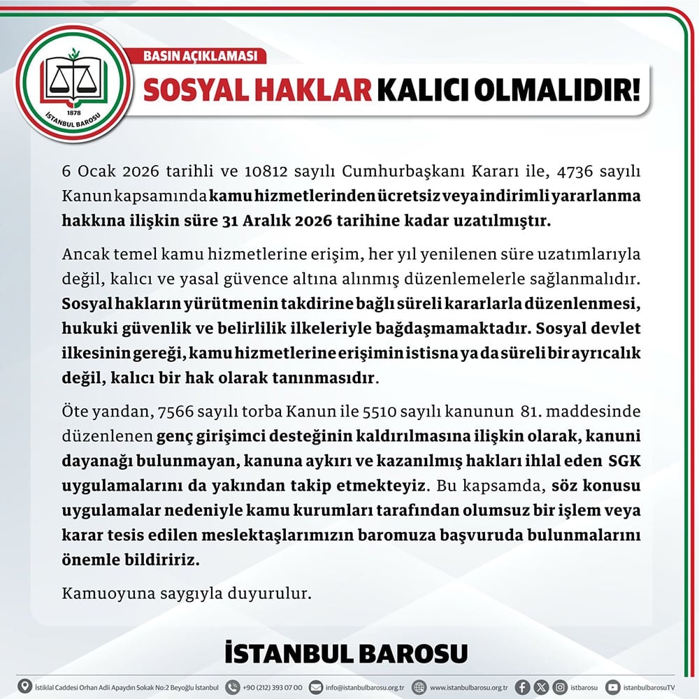 Sosyal Haklar Kalıcı Olmalıdır!