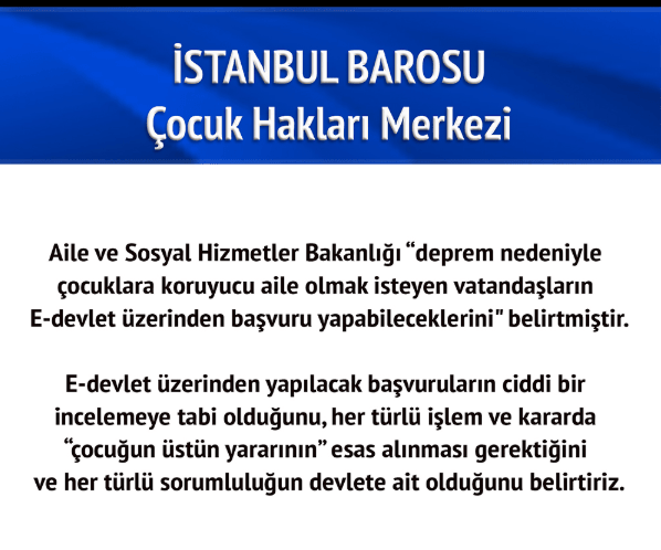 Depremzede Çocuklara “Koruyucu Aile Başvuruları E-Devlet” Üzerinden Yapılabilecek Açıklaması - 1