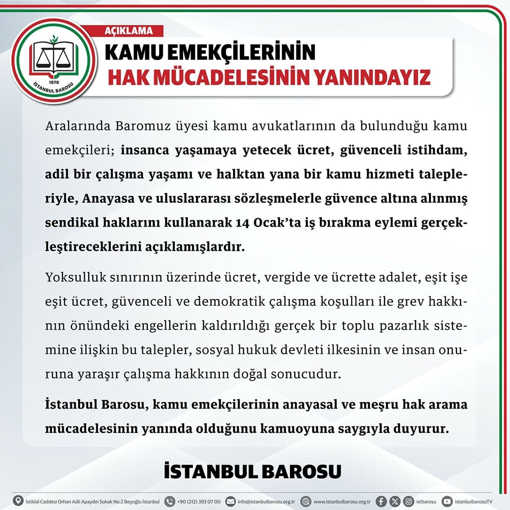 Kamu Emekçilerinin Hak Mücadelesinin Yanındayız