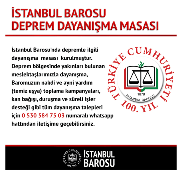 İstanbul Barosu Deprem Dayanışma Masası