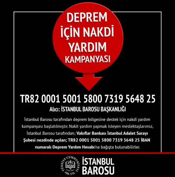 Deprem Bölgesi için Nakdi Yardım Kampanyası