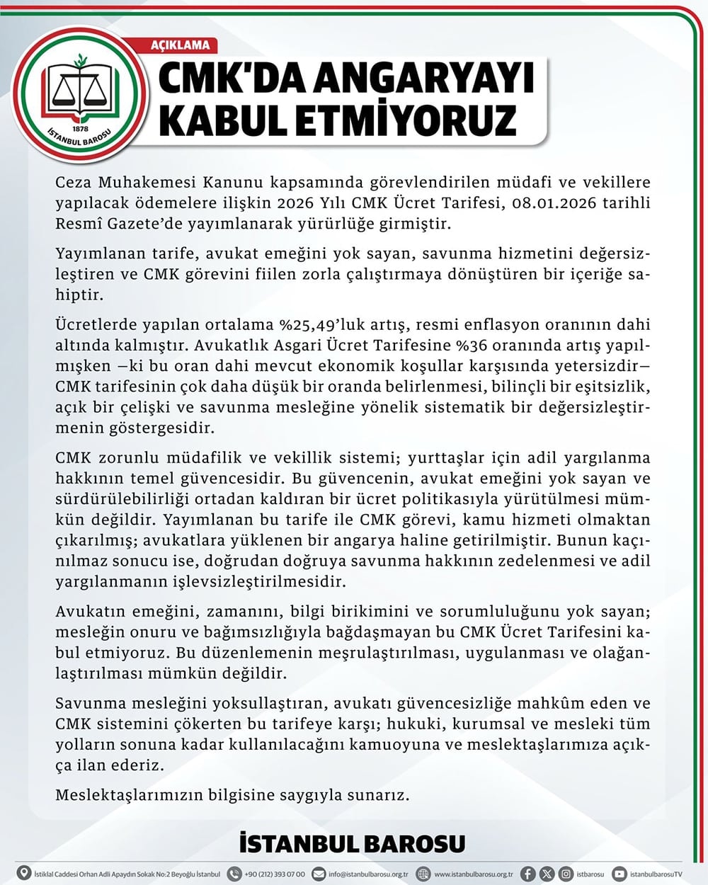 CMK’da Angaryayı Kabul Etmiyoruz