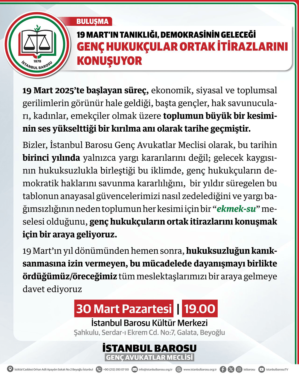 Genç Hukukçular Ortak İtirazlarını Konuşuyor