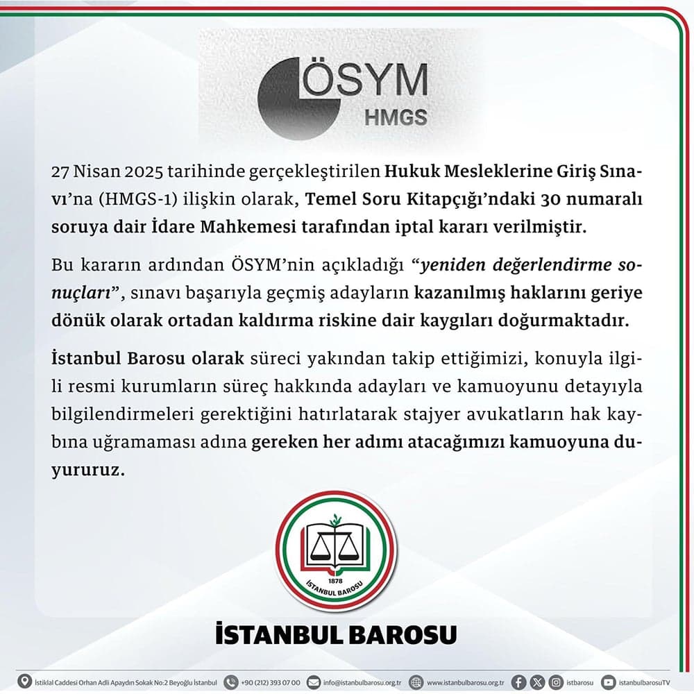 Hukuk Mesleklerine Giriş Sınavı Hakkında Duyuru