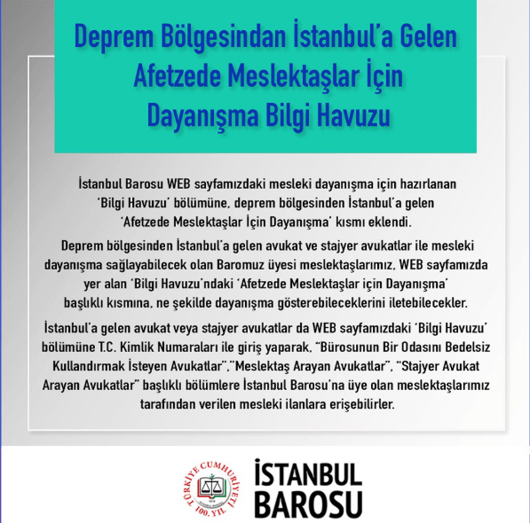 Deprem Bölgesinden İstanbul’a Gelen ‘Afetzede Meslektaşlar için Dayanışma’ Bilgi Havuzu