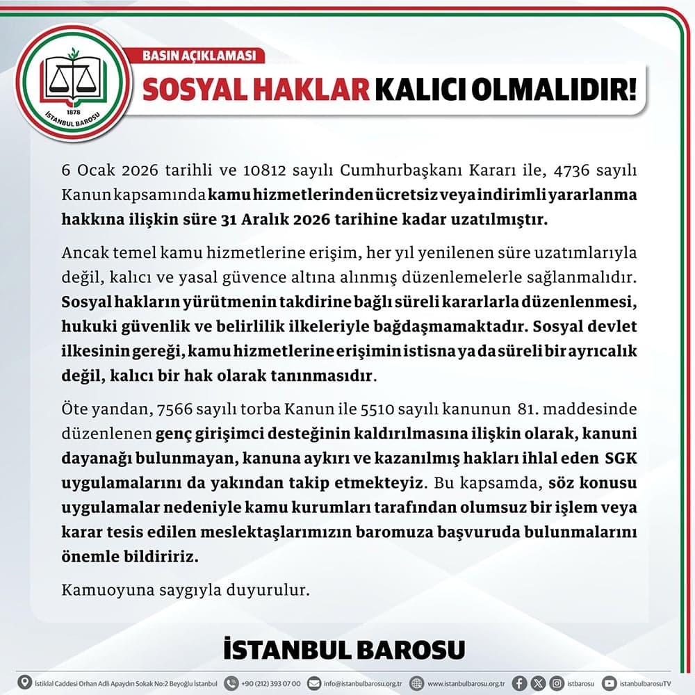 Sosyal Haklar Kalıcı Olmalıdır!