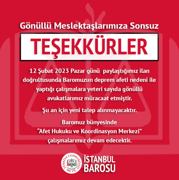 Gönüllü Meslektaşlarımıza Sonsuz Teşekkürler