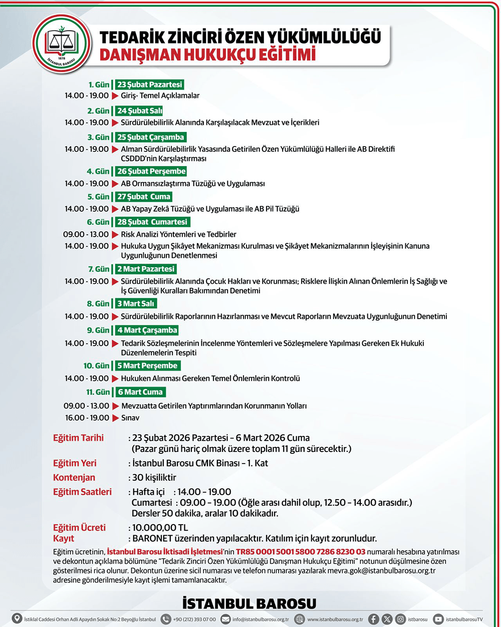 Tedarik Zinciri Özen Yükümlülüğü Danışman Hukukçu Eğitimi